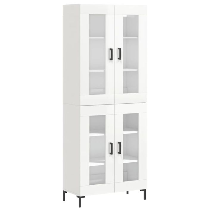 Buffet haut Blanc brillant 69,5x34x180 cm Bois d'ingénierie - Photo n°1