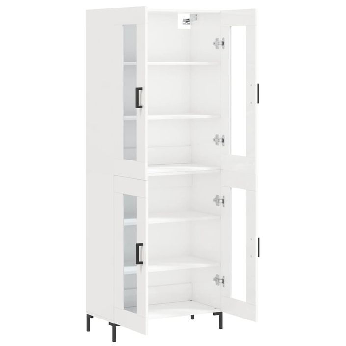 Buffet haut Blanc brillant 69,5x34x180 cm Bois d'ingénierie - Photo n°4