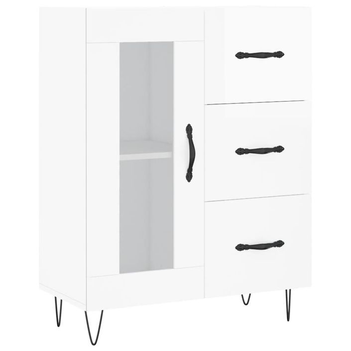 Buffet haut Blanc brillant 69,5x34x180 cm Bois d'ingénierie - Photo n°7