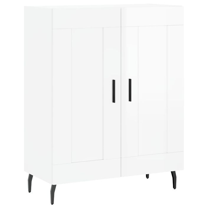 Buffet haut Blanc brillant 69,5x34x180 cm Bois d'ingénierie - Photo n°7