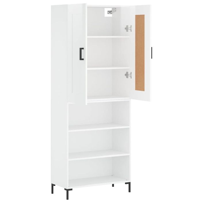 Buffet haut Blanc brillant 69,5x34x180 cm Bois d'ingénierie - Photo n°4