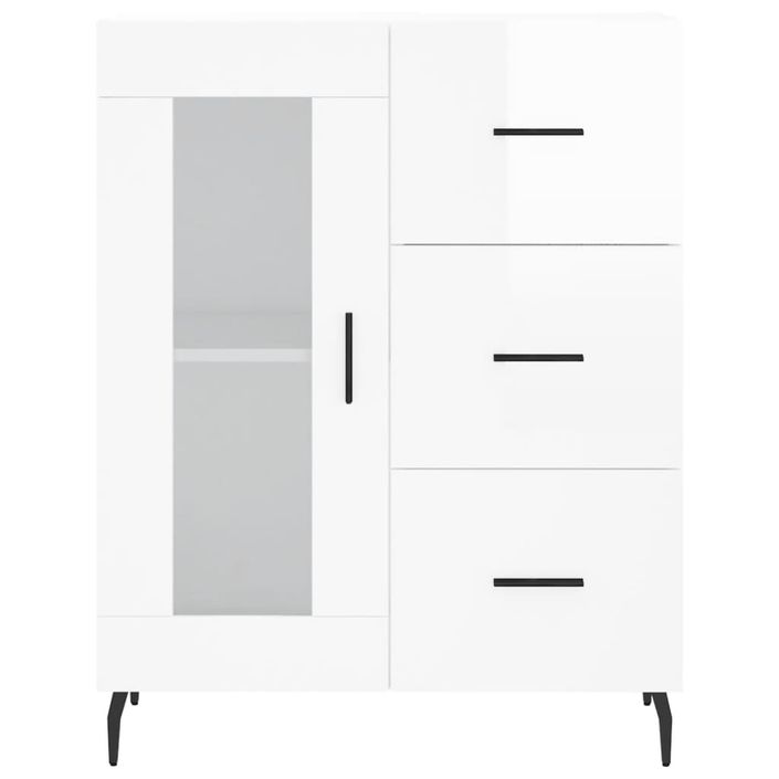 Buffet haut Blanc brillant 69,5x34x180 cm Bois d'ingénierie - Photo n°8