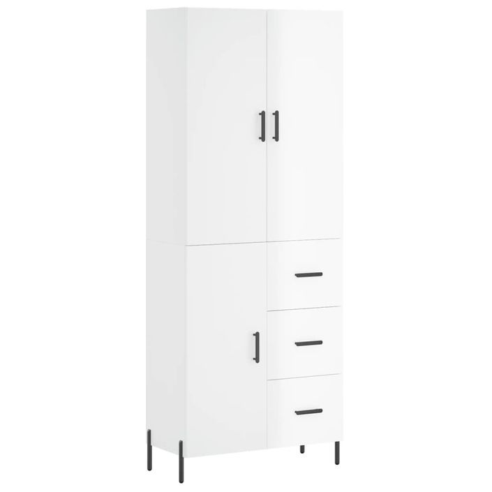 Buffet haut Blanc brillant 69,5x34x180 cm Bois d'ingénierie - Photo n°1