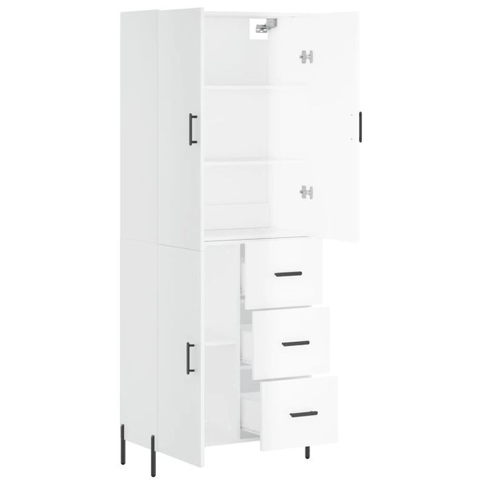 Buffet haut Blanc brillant 69,5x34x180 cm Bois d'ingénierie - Photo n°4