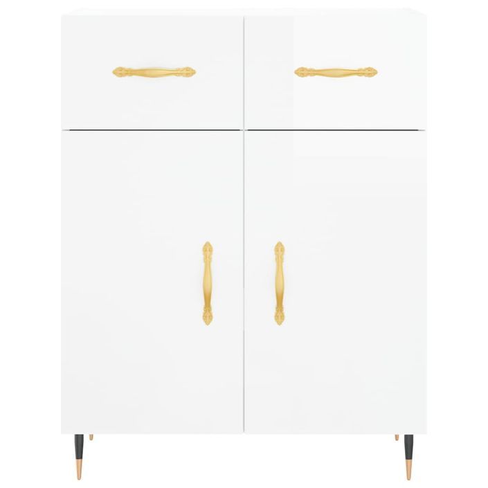 Buffet haut Blanc brillant 69,5x34x180 cm Bois d'ingénierie - Photo n°8