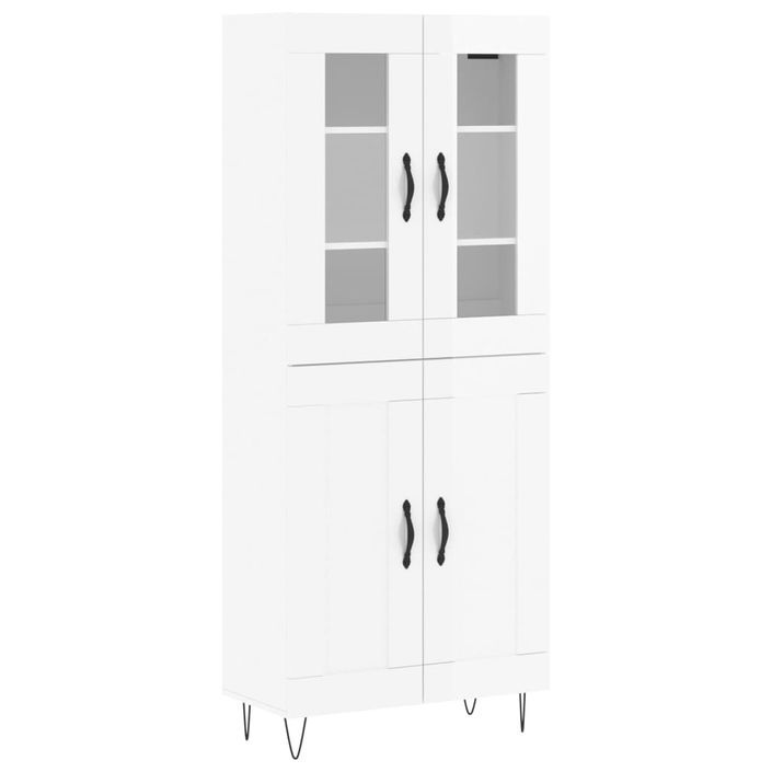 Buffet haut Blanc brillant 69,5x34x180 cm Bois d'ingénierie - Photo n°1