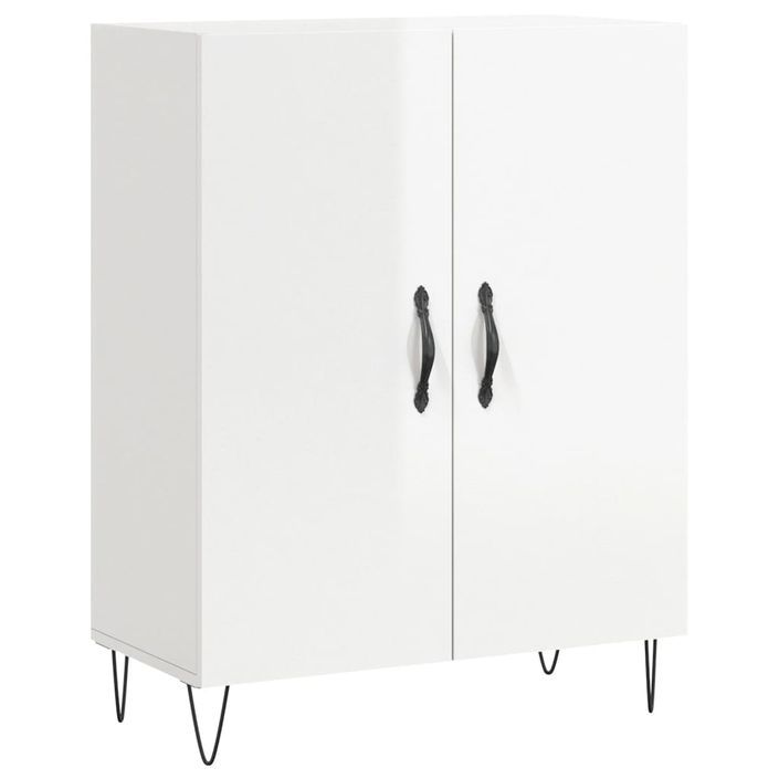 Buffet haut Blanc brillant 69,5x34x180 cm Bois d'ingénierie - Photo n°7