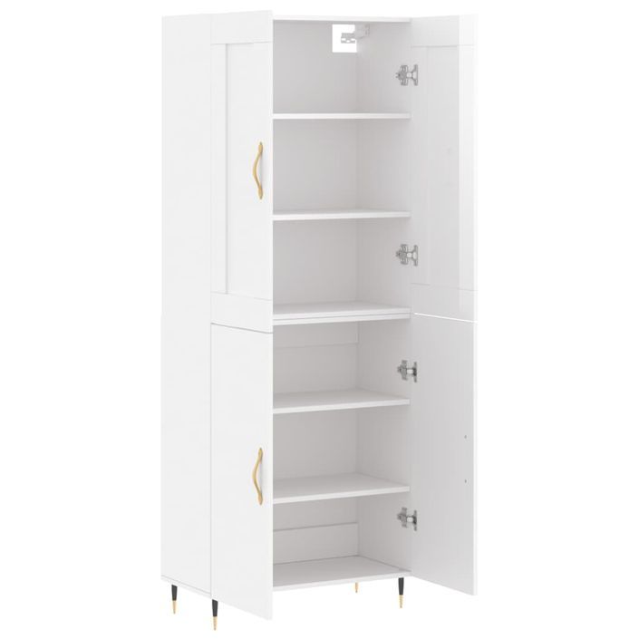 Buffet haut Blanc brillant 69,5x34x180 cm Bois d'ingénierie - Photo n°4