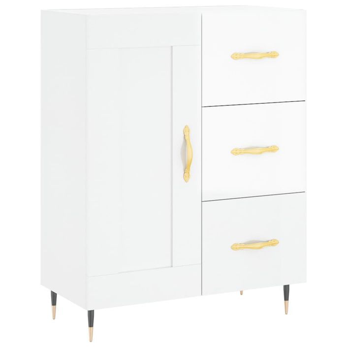 Buffet haut Blanc brillant 69,5x34x180 cm Bois d'ingénierie - Photo n°7