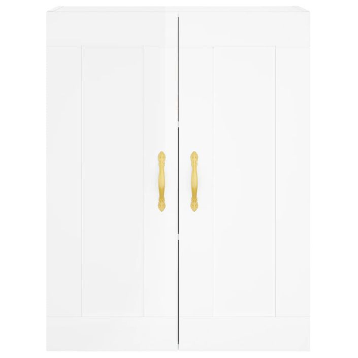 Buffet haut Blanc brillant 69,5x34x180 cm Bois d'ingénierie - Photo n°6