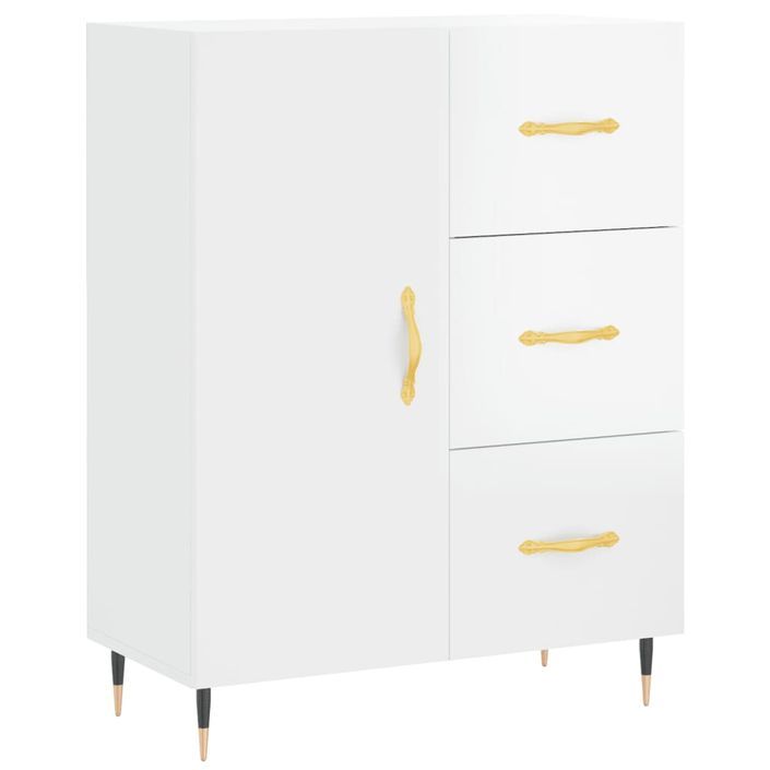 Buffet haut Blanc brillant 69,5x34x180 cm Bois d'ingénierie - Photo n°7