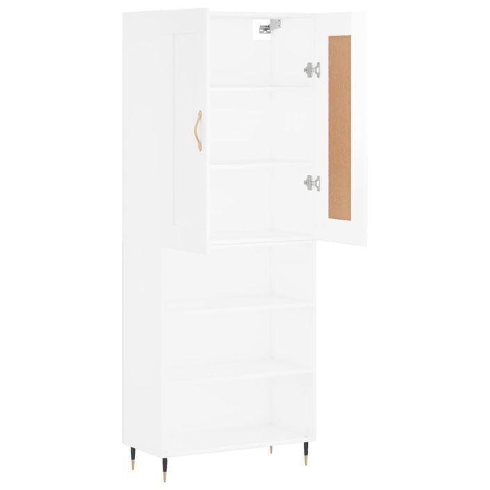 Buffet haut Blanc brillant 69,5x34x180 cm Bois d'ingénierie - Photo n°4