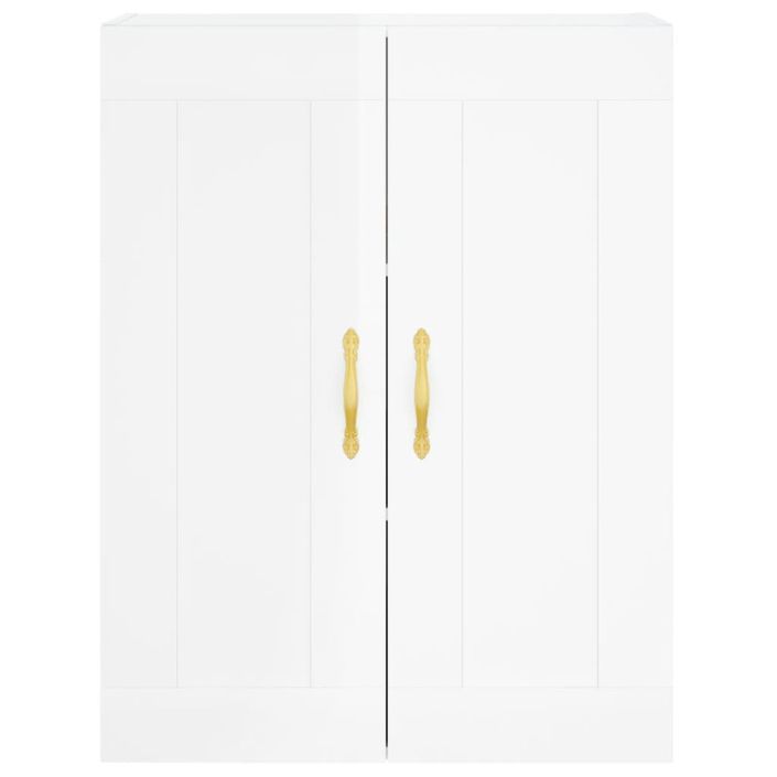 Buffet haut Blanc brillant 69,5x34x180 cm Bois d'ingénierie - Photo n°6