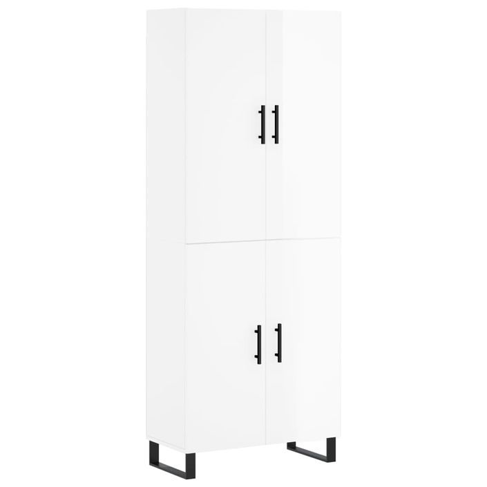 Buffet haut Blanc brillant 69,5x34x180 cm Bois d'ingénierie - Photo n°1