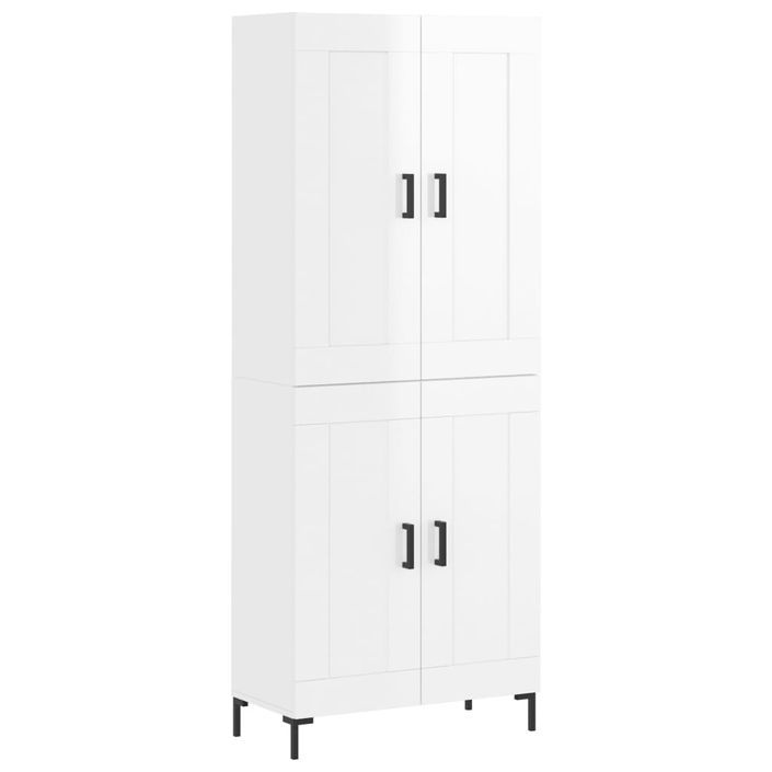 Buffet haut Blanc brillant 69,5x34x180 cm Bois d'ingénierie - Photo n°1