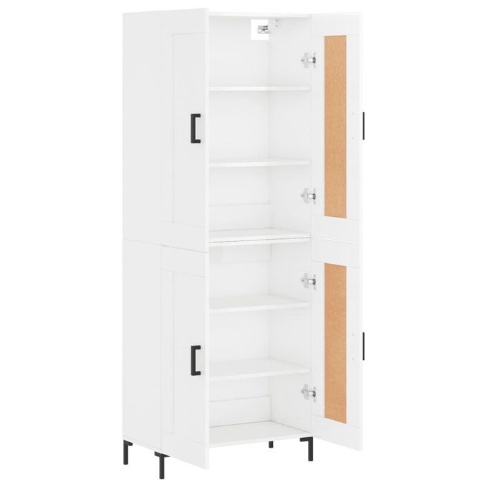 Buffet haut Blanc brillant 69,5x34x180 cm Bois d'ingénierie - Photo n°4