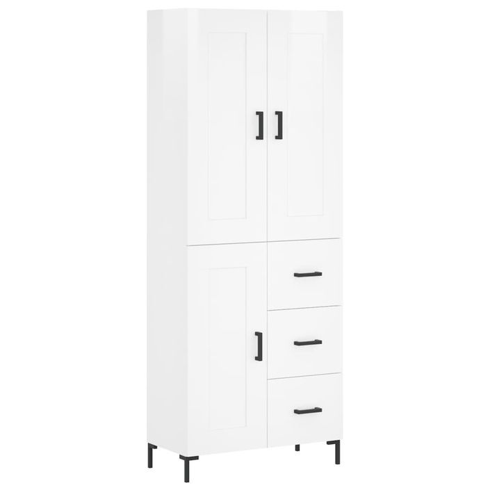 Buffet haut Blanc brillant 69,5x34x180 cm Bois d'ingénierie - Photo n°1