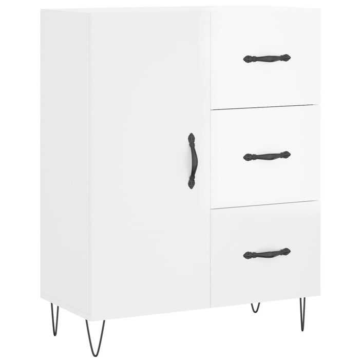 Buffet haut Blanc brillant 69,5x34x180 cm Bois d'ingénierie - Photo n°7