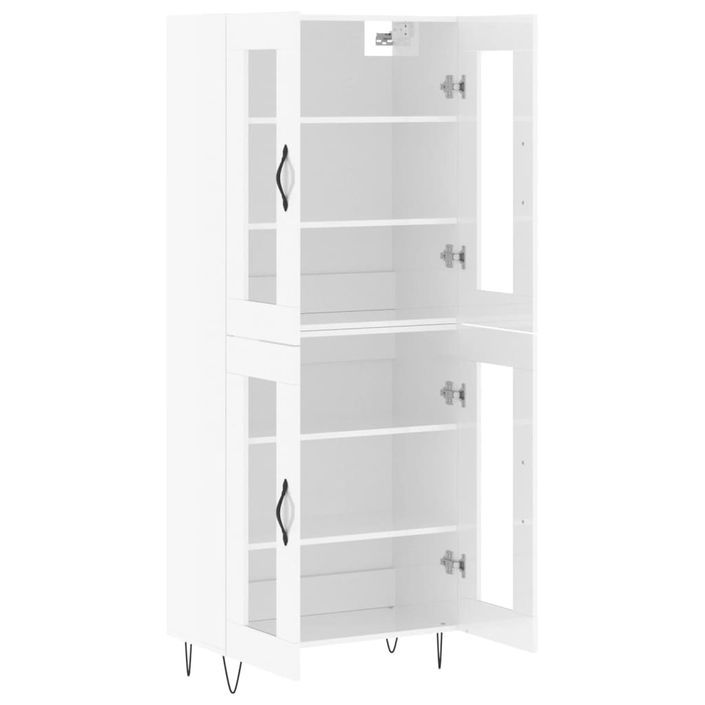 Buffet haut Blanc brillant 69,5x34x180 cm Bois d'ingénierie - Photo n°4