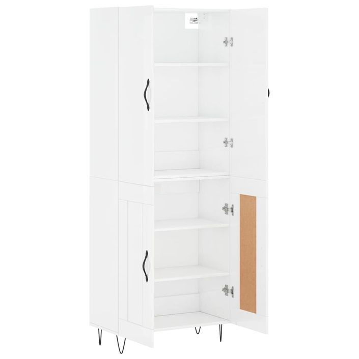 Buffet haut Blanc brillant 69,5x34x180 cm Bois d'ingénierie - Photo n°4