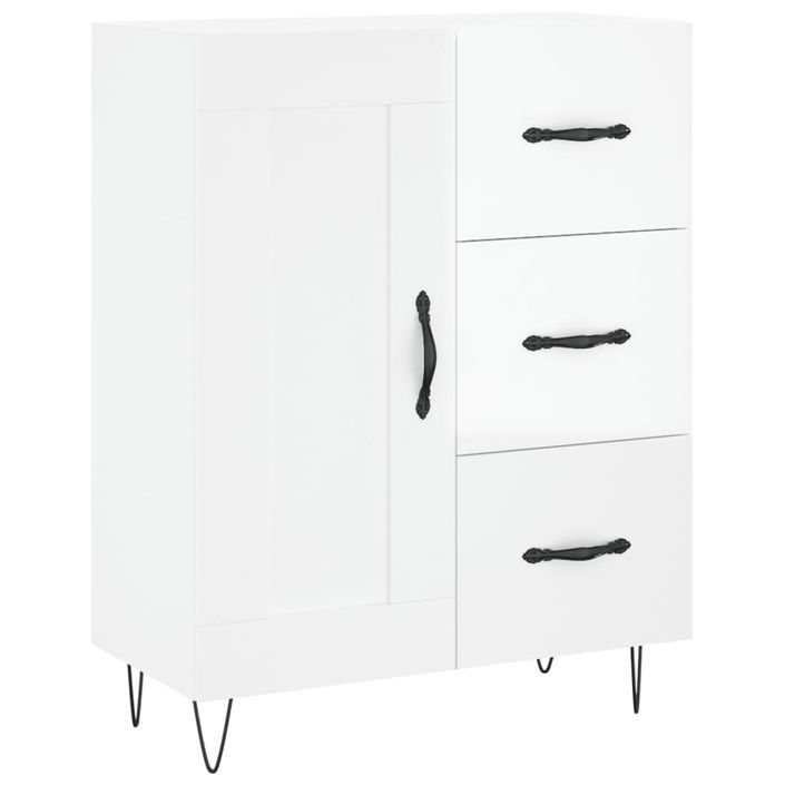 Buffet haut Blanc brillant 69,5x34x180 cm Bois d'ingénierie - Photo n°7