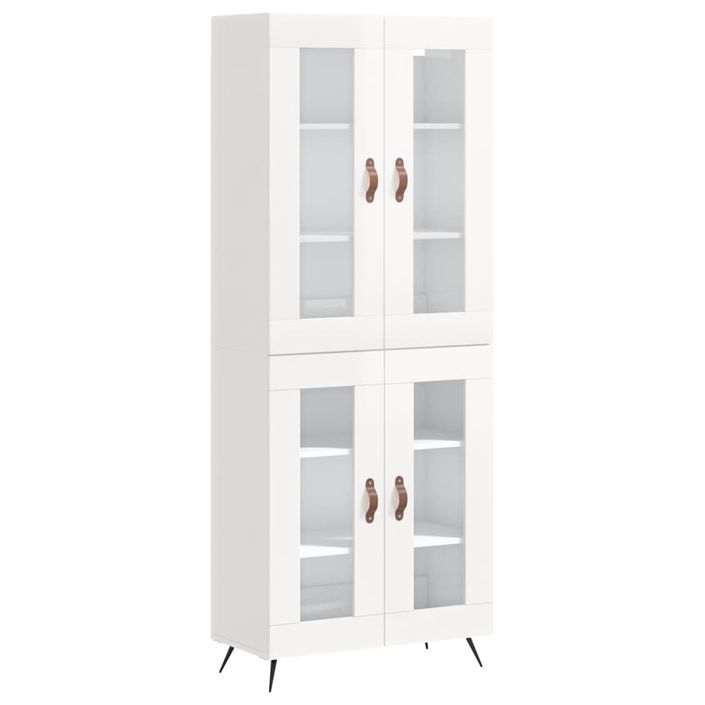 Buffet haut Blanc brillant 69,5x34x180 cm Bois d'ingénierie - Photo n°1