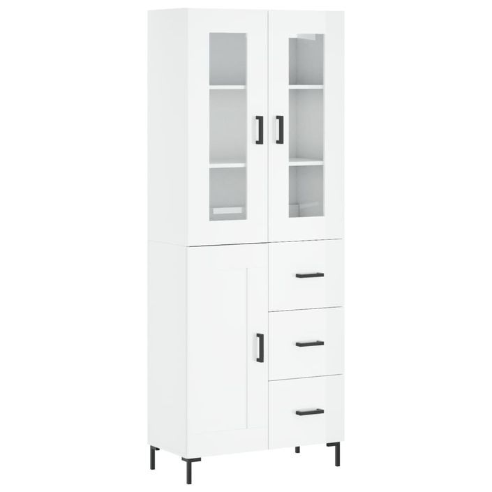 Buffet haut Blanc brillant 69,5x34x180 cm Bois d'ingénierie - Photo n°1