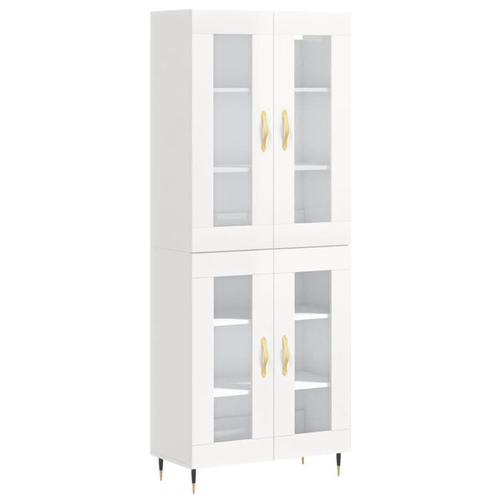 Buffet haut Blanc brillant 69,5x34x180 cm Bois d'ingénierie - Photo n°1