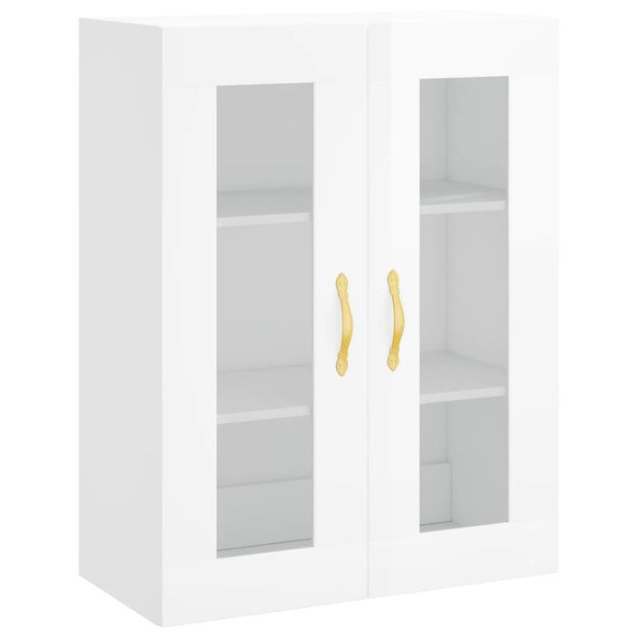 Buffet haut Blanc brillant 69,5x34x180 cm Bois d'ingénierie - Photo n°5