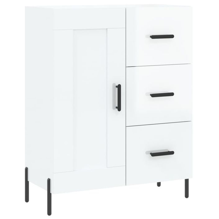 Buffet haut Blanc brillant 69,5x34x180 cm Bois d'ingénierie - Photo n°7