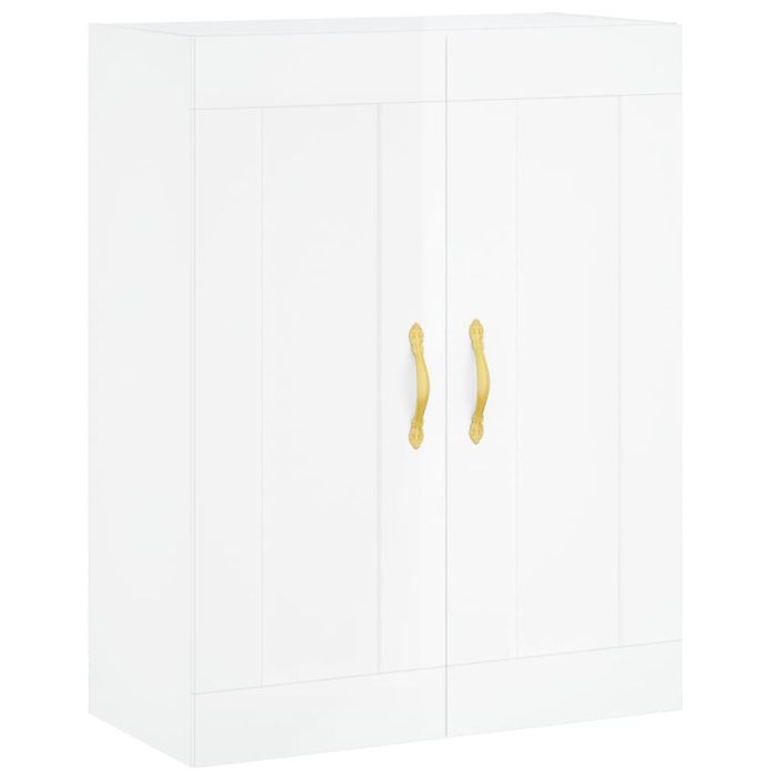 Buffet haut Blanc brillant 69,5x34x180 cm Bois d'ingénierie - Photo n°5