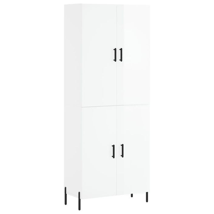 Buffet haut Blanc brillant 69,5x34x180 cm Bois d'ingénierie - Photo n°1