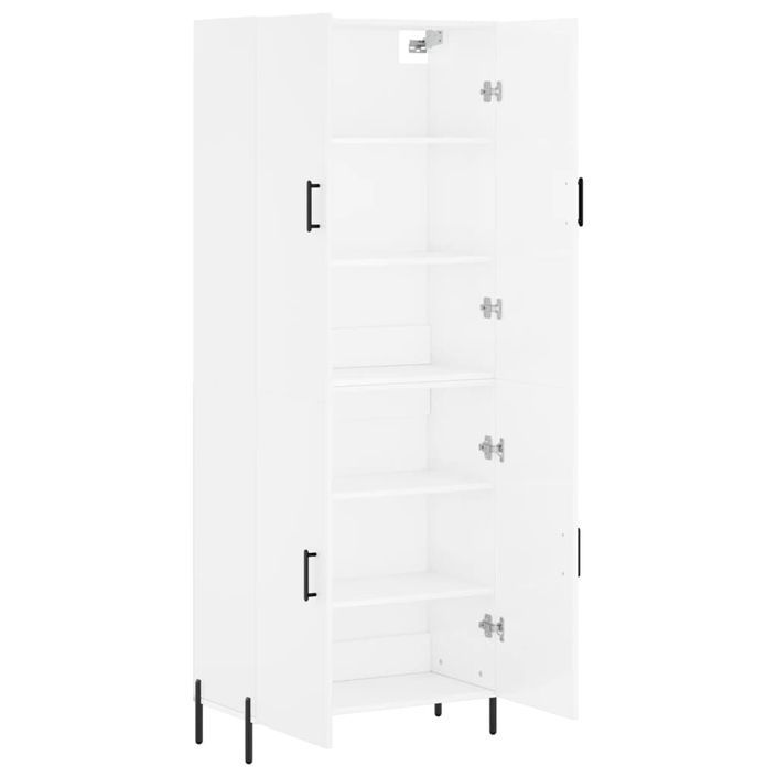 Buffet haut Blanc brillant 69,5x34x180 cm Bois d'ingénierie - Photo n°4