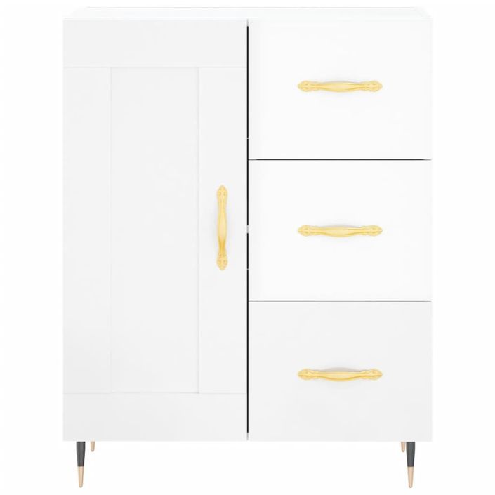 Buffet haut Blanc brillant 69,5x34x180 cm Bois d'ingénierie - Photo n°8