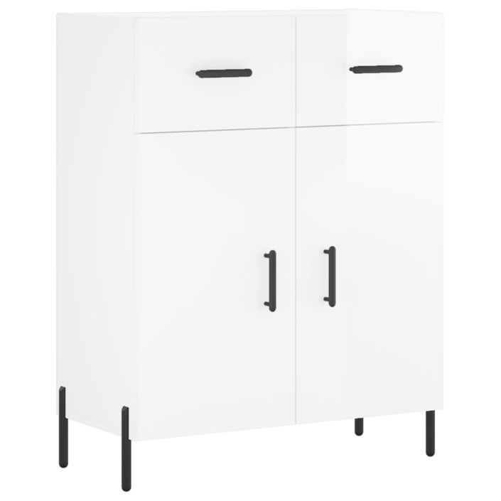 Buffet haut Blanc brillant 69,5x34x180 cm Bois d'ingénierie - Photo n°7