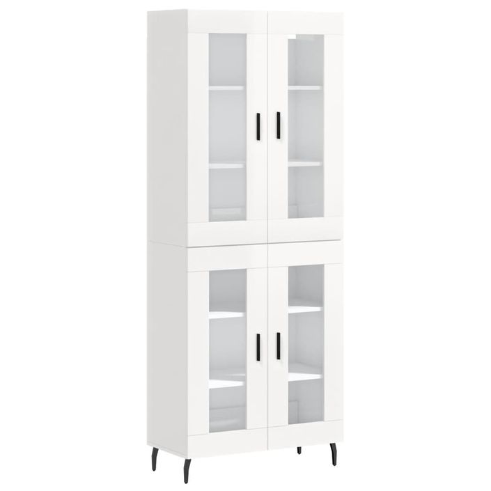 Buffet haut Blanc brillant 69,5x34x180 cm Bois d'ingénierie - Photo n°1