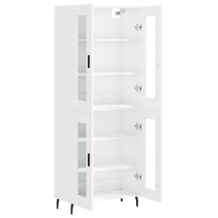 Buffet haut Blanc brillant 69,5x34x180 cm Bois d'ingénierie - Photo n°4