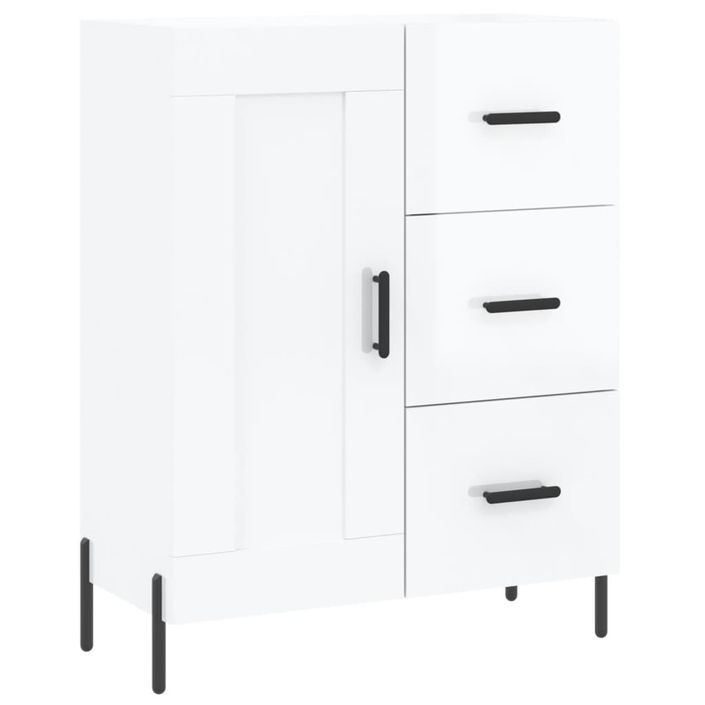 Buffet haut Blanc brillant 69,5x34x180 cm Bois d'ingénierie - Photo n°7