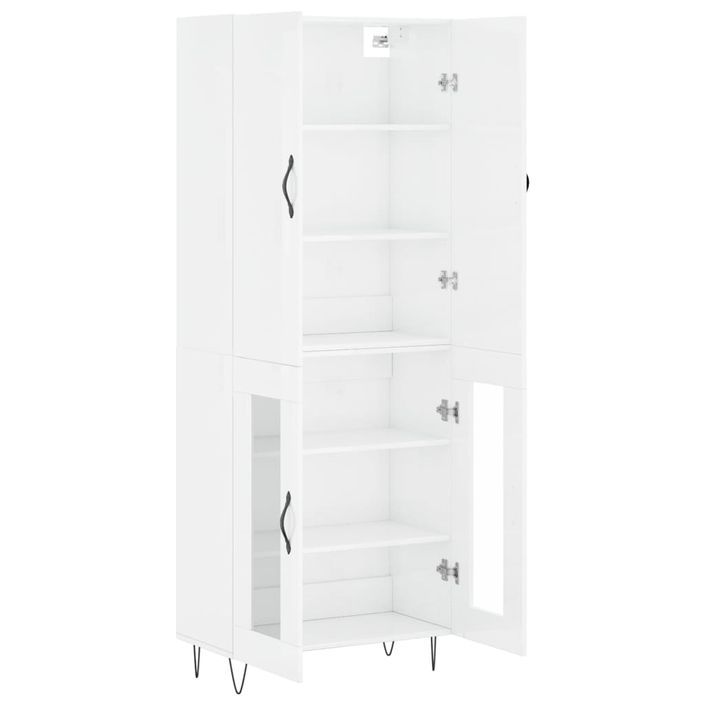 Buffet haut Blanc brillant 69,5x34x180 cm Bois d'ingénierie - Photo n°4