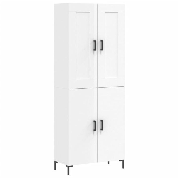 Buffet haut Blanc brillant 69,5x34x180 cm Bois d'ingénierie - Photo n°1