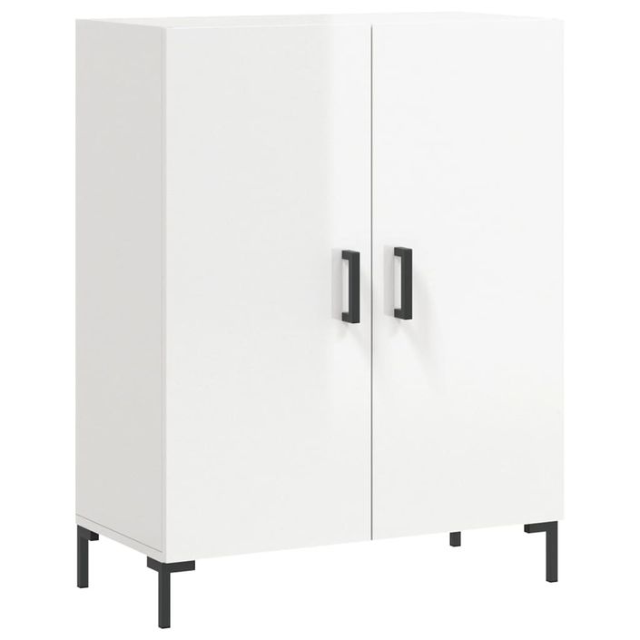 Buffet haut Blanc brillant 69,5x34x180 cm Bois d'ingénierie - Photo n°7