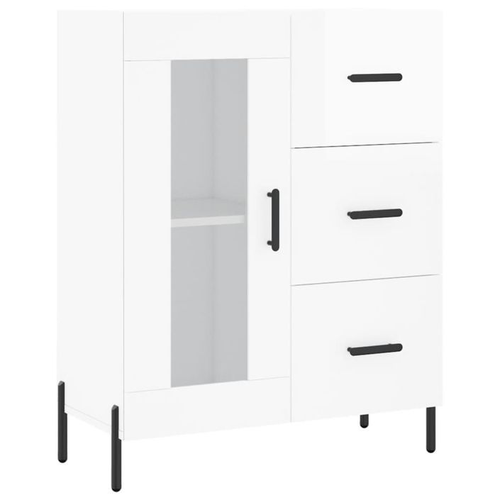 Buffet haut Blanc brillant 69,5x34x180 cm Bois d'ingénierie - Photo n°7