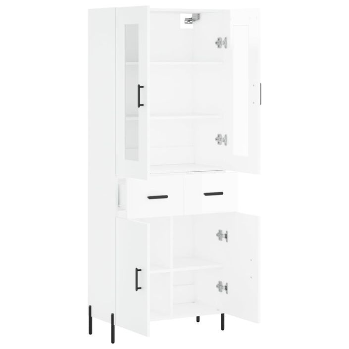 Buffet haut Blanc brillant 69,5x34x180 cm Bois d'ingénierie - Photo n°4