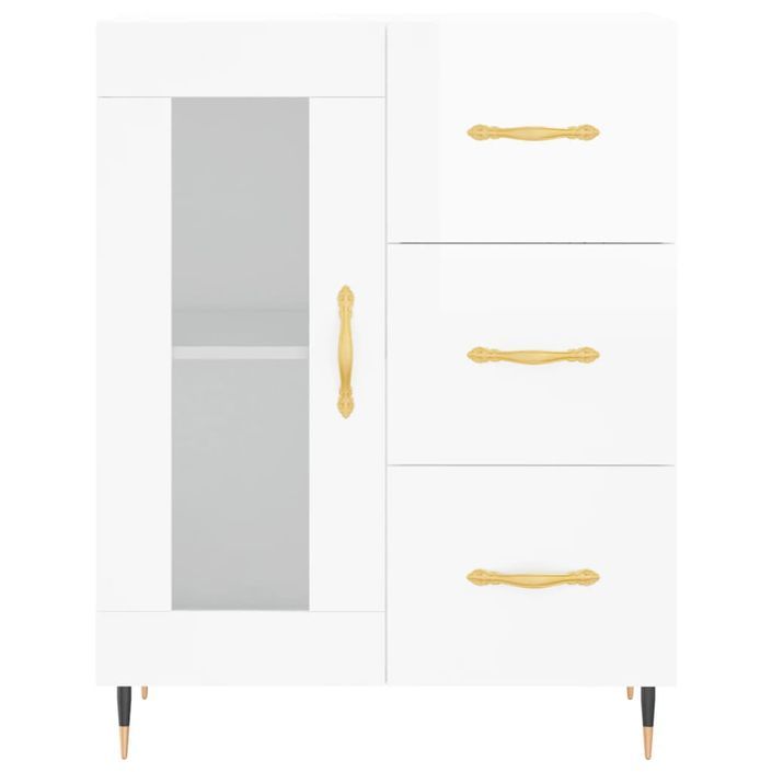 Buffet haut Blanc brillant 69,5x34x180 cm Bois d'ingénierie - Photo n°8