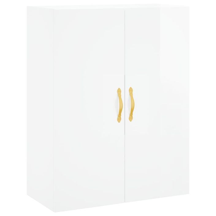 Buffet haut Blanc brillant 69,5x34x180 cm Bois d'ingénierie - Photo n°5