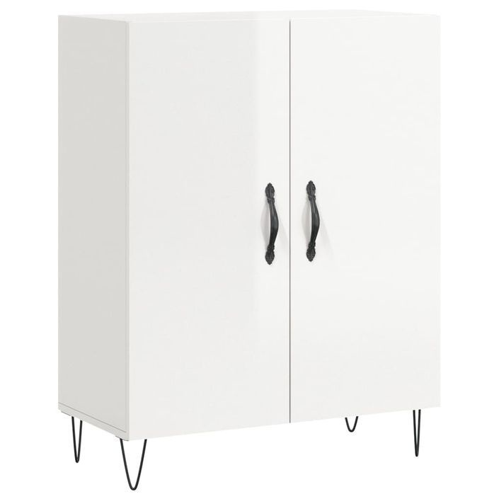 Buffet haut Blanc brillant 69,5x34x180 cm Bois d'ingénierie - Photo n°7