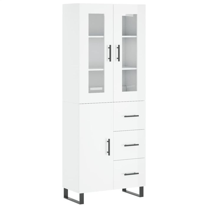 Buffet haut Blanc brillant 69,5x34x180 cm Bois d'ingénierie - Photo n°1