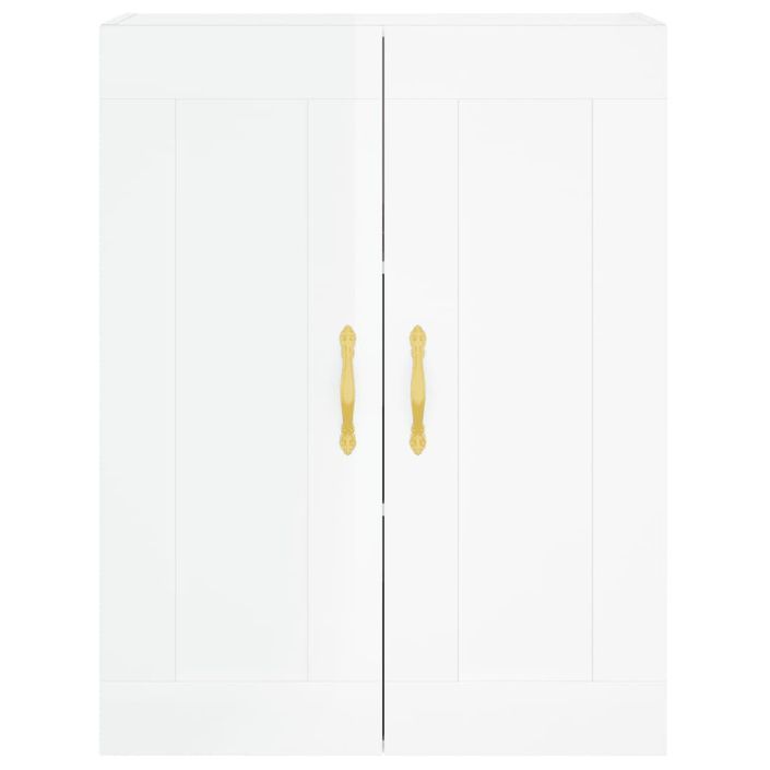 Buffet haut Blanc brillant 69,5x34x180 cm Bois d'ingénierie - Photo n°6