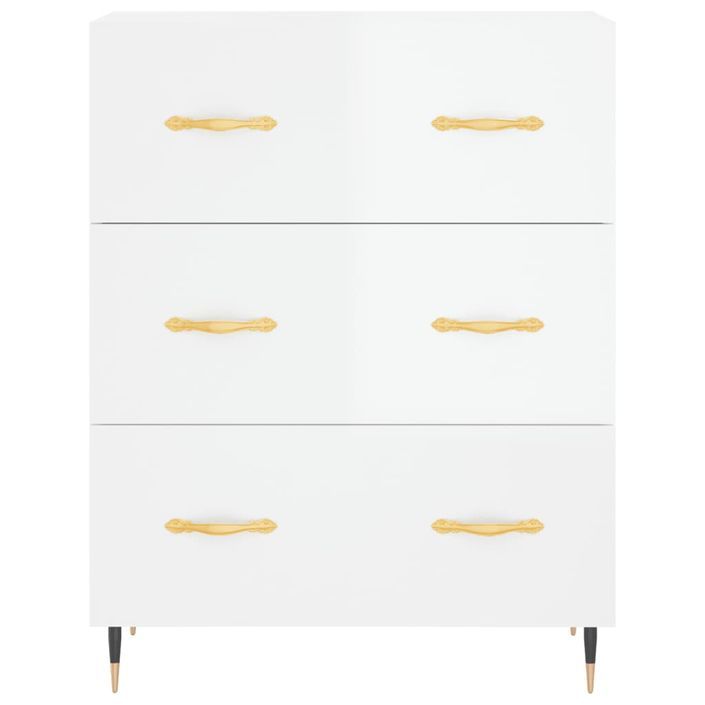 Buffet haut Blanc brillant 69,5x34x180 cm Bois d'ingénierie - Photo n°8