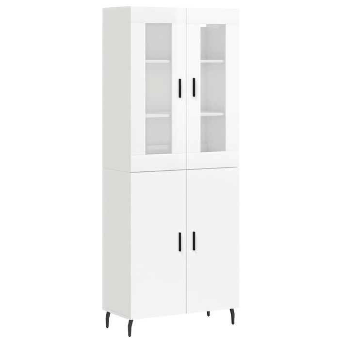 Buffet haut Blanc brillant 69,5x34x180 cm Bois d'ingénierie - Photo n°1